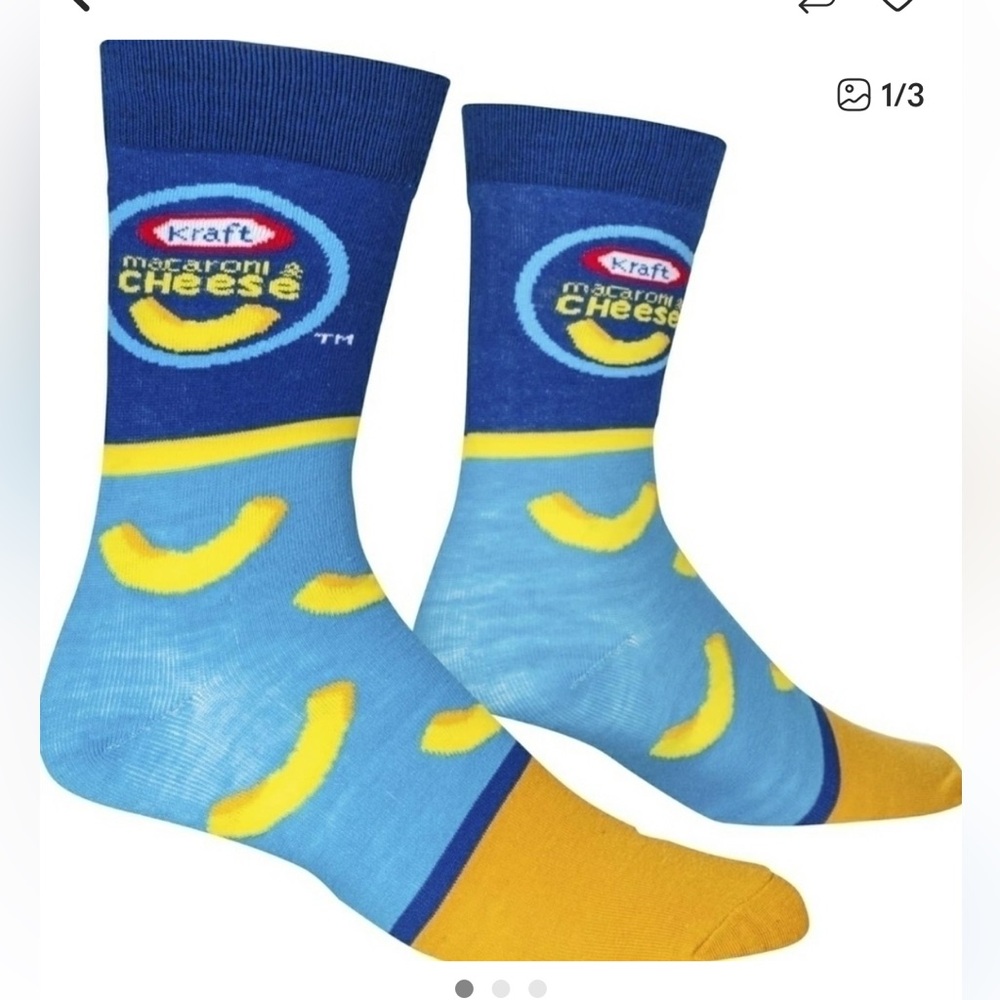 Kraft, mac & cheese Socks, Novelty Socks, Macaroni and Cheese Socks, Crazy Socks